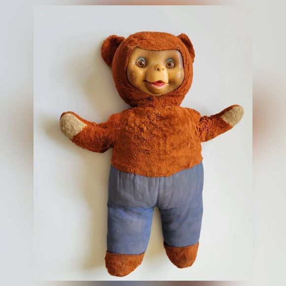 Rare Vintage 1950's Extra Large Original Smokey The Bear Rubberface Stuffed Toy - Picture 3 of 4